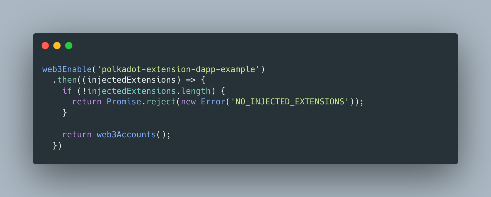 Calling web3Enable and handling a missing wallet extension