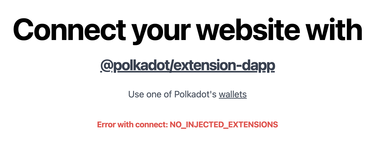 Missing wallet extension error message