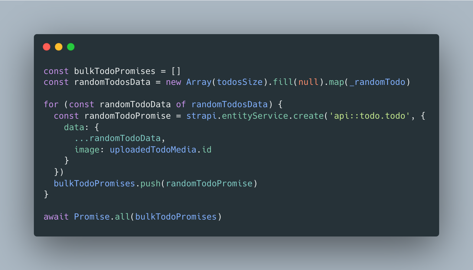 Creating multiple Strapi todo entries with Promise.all
