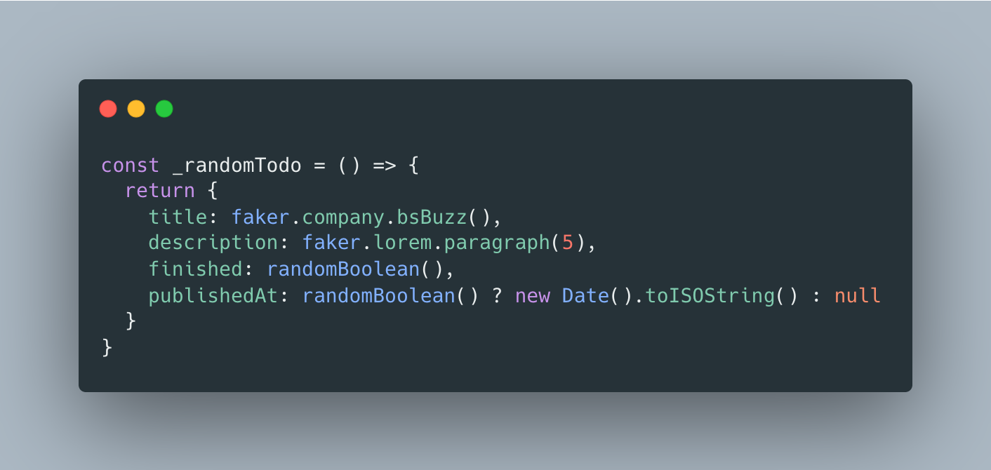 Generating a todo with Faker